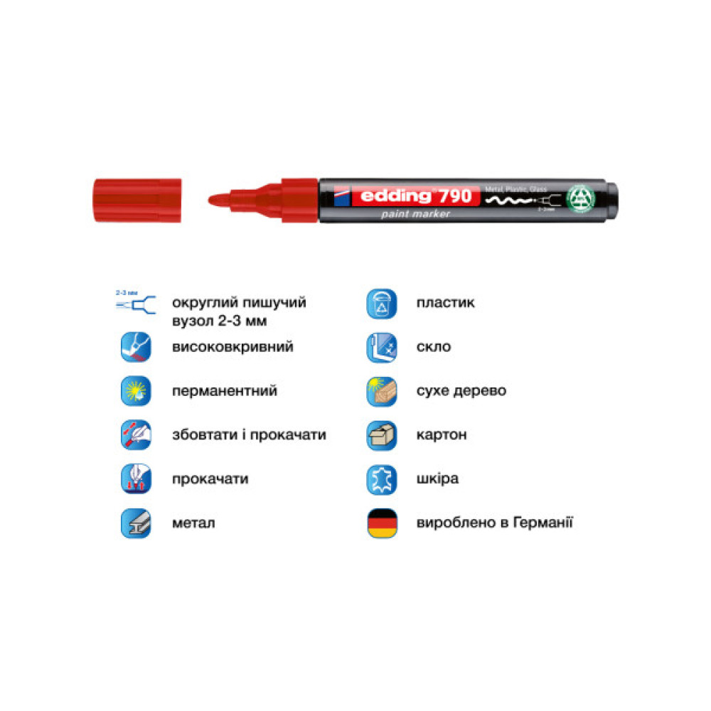 Маркер Edding Paint e-790 2-3 мм круглий червоний (e-790/02n)