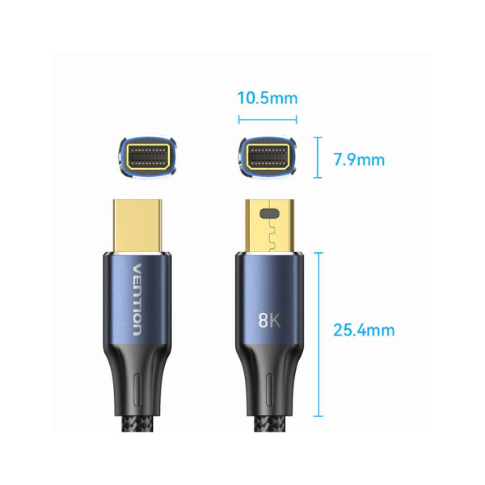 Кабель мультимедійний miniDisplayPort M to Mini DisplayPort M 2.0m V1.4 8K60Hz blue Vention (HCGLH)