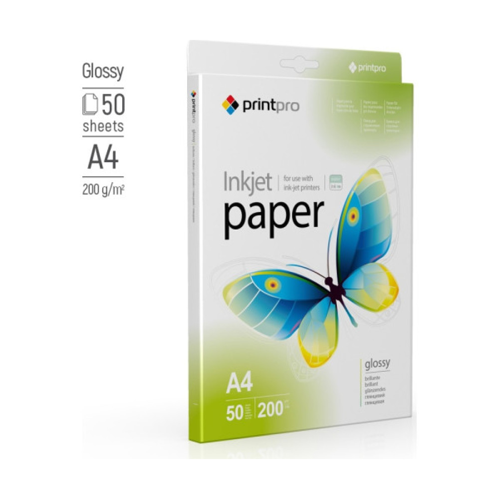 Фотопапір PrintPro A4 200г glossy, 50с (PGE200050A4_OEM)