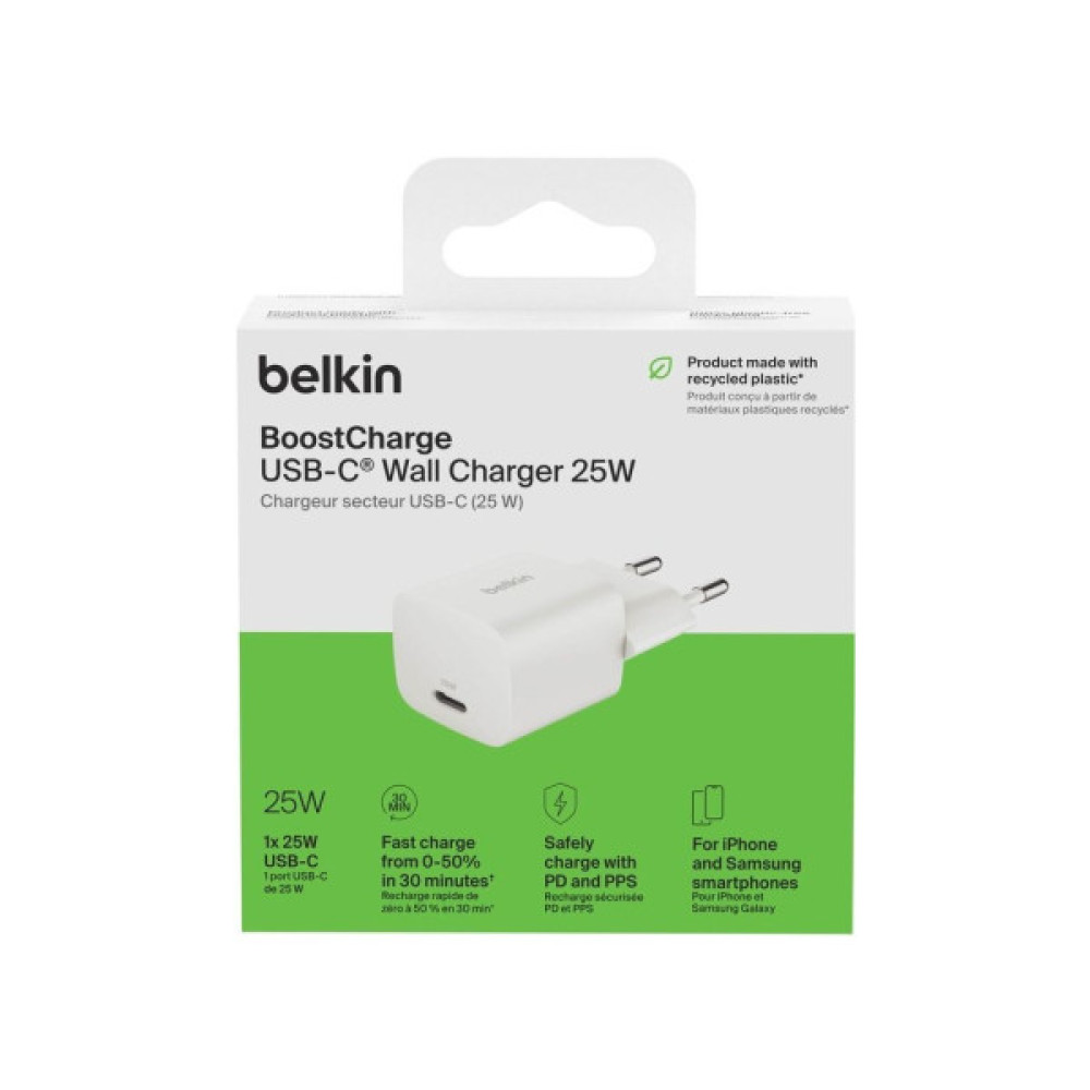 Зарядний пристрій Belkin USB-C PD25W PPS white (WCA012KQWH)
