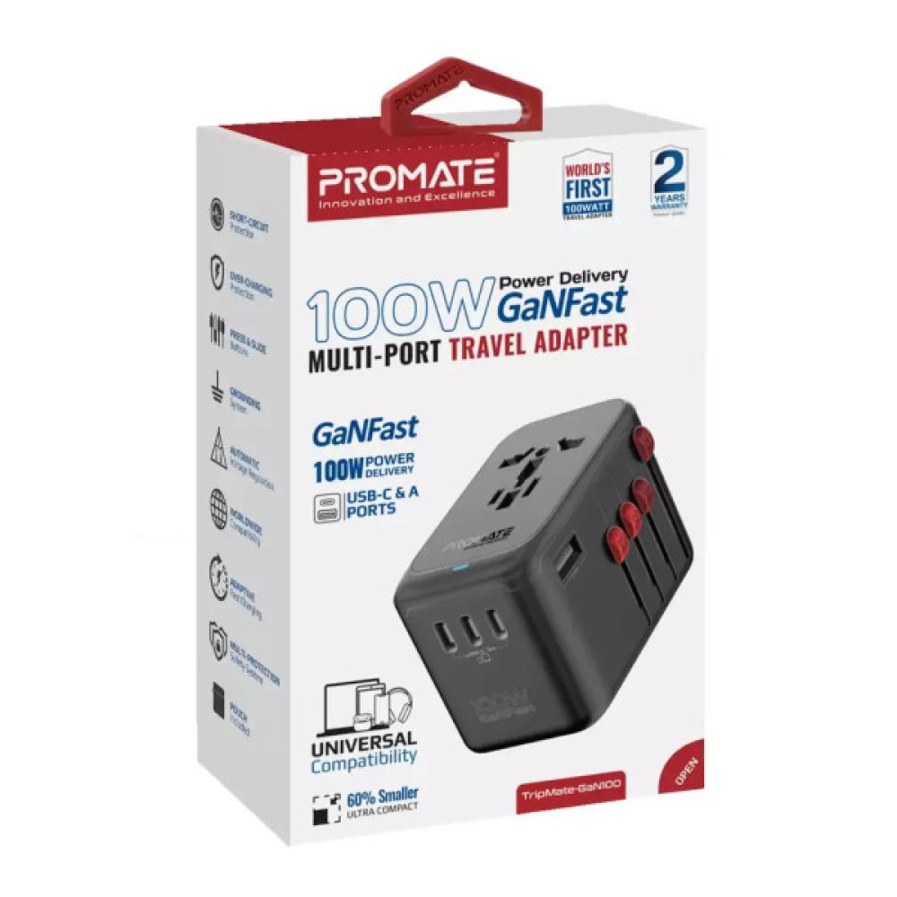 Зарядний пристрій Promate tripmate-gan100