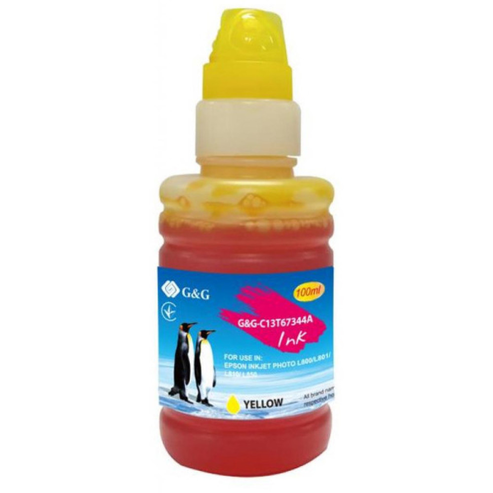 Чорнило G&G Epson L800 yellow, контейнер 100мл (G&G-C13T67344A) Чорнило G&G Epson L800 yellow, контейнер 100мл (G&G-C13T67344A)
