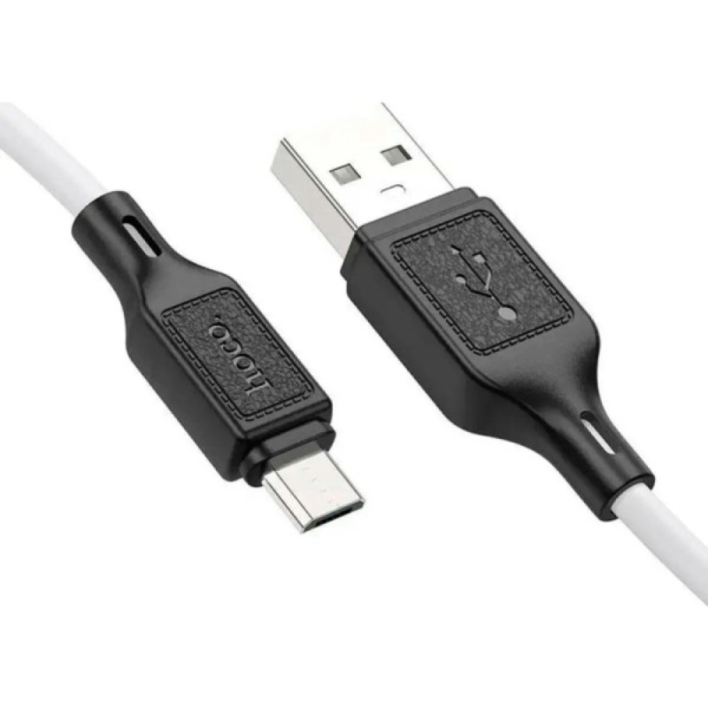 Дата кабель USB 2.0 AM to Micro 5P 1.0m Cool silicone X90 white HOCO (6931474788436)