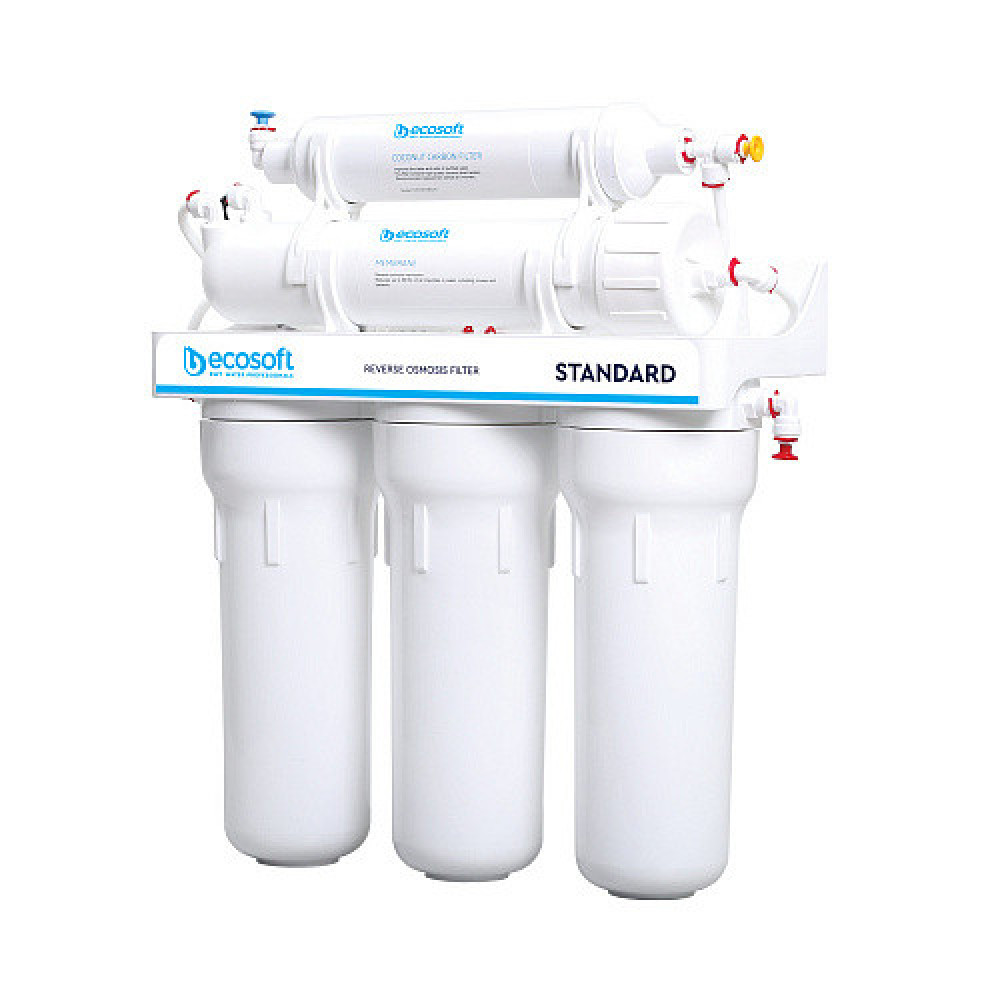 Фільтр зворотного осмосу Ecosoft Standard 5-50M PRO з мінералізатором, мембрана 50gpd, кран капля, дренаж 1:2