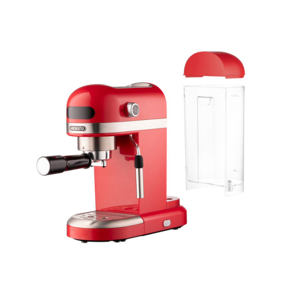 Кавоварка ARDESTO ріжкова 1.4л, мелена, ручний капучинатор, підігрів чашок, червоний