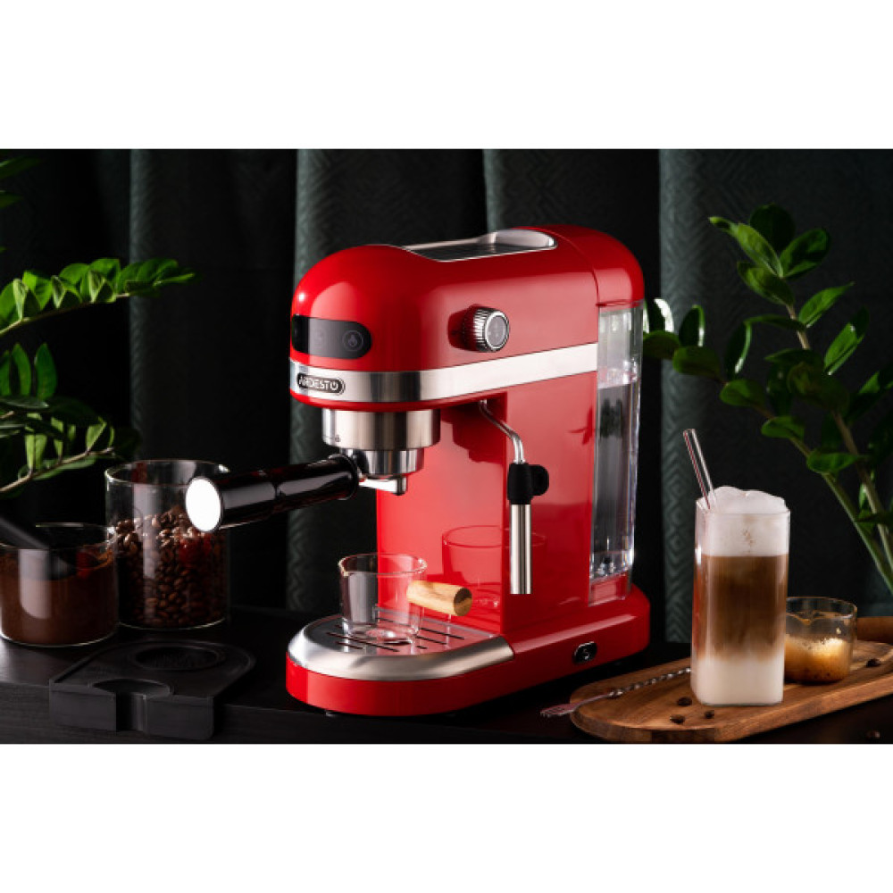Кавоварка ARDESTO ріжкова 1.4л, мелена, ручний капучинатор, підігрів чашок, червоний