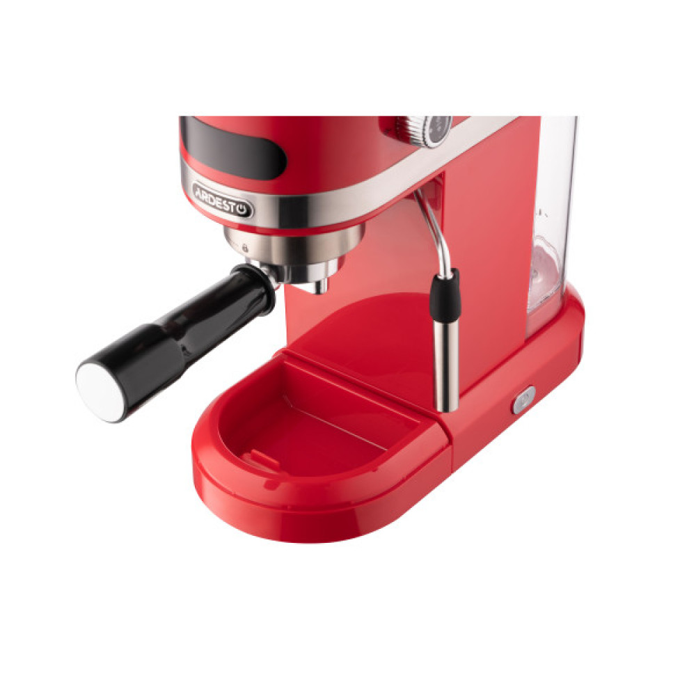Кавоварка ARDESTO ріжкова 1.4л, мелена, ручний капучинатор, підігрів чашок, червоний