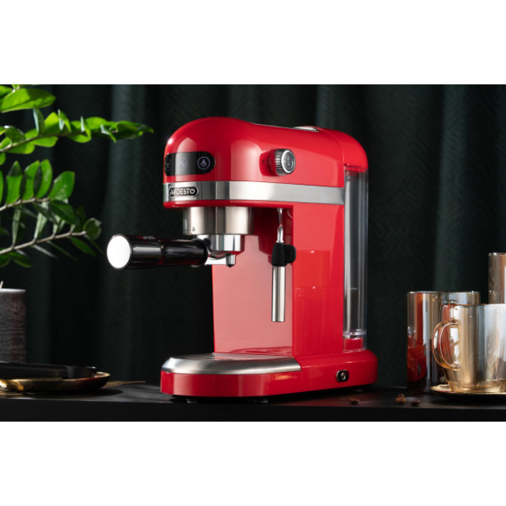 Кавоварка ARDESTO ріжкова 1.4л, мелена, ручний капучинатор, підігрів чашок, червоний