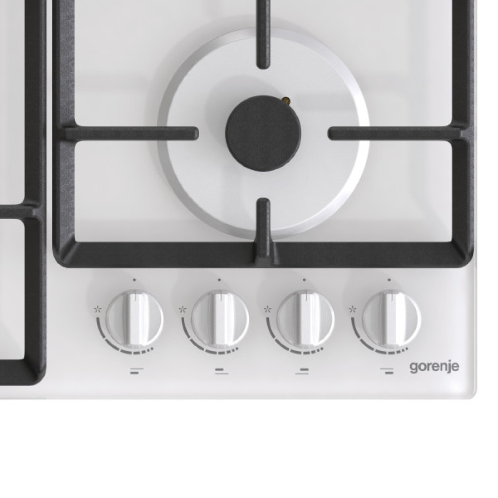 Варильна поверхня Gorenje газова на склі, 60см, чавун, білий