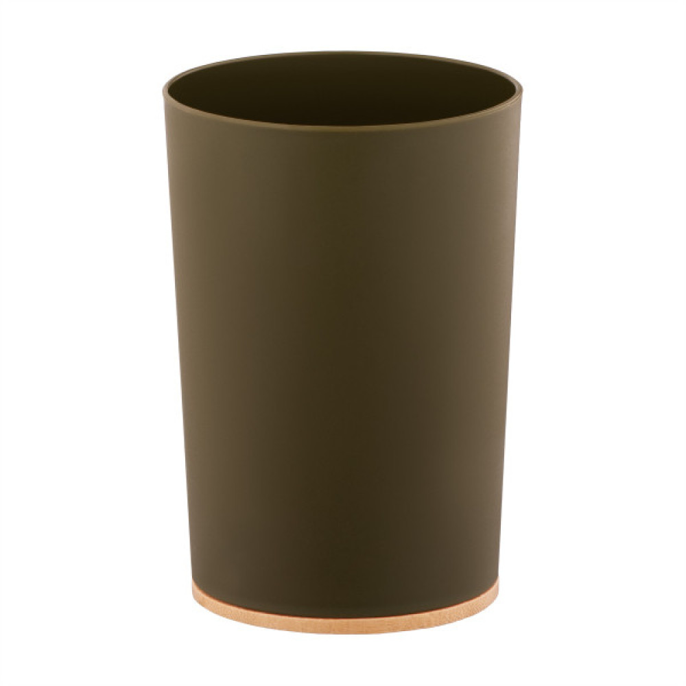 Склянка для зубних щіток ARDESTO Minimalism 7.8x11.3см, поліпропілен, бамбук, зелений темний