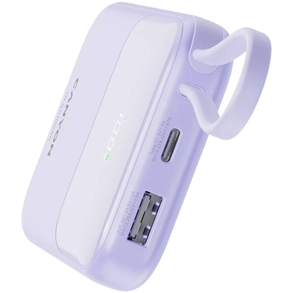 Батарея універсальна Canyon 10000mAh OnPower 101 PD/22.5W built-in cable Purple (CNS-CPB101PU)
