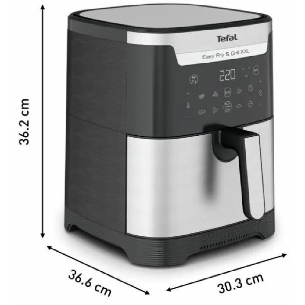 Мультипіч Tefal EasyFry&Grill XXL, 1830Вт, чаша-6.5л, сенсорне керув., 8 програм, пластик, чорно-сірий