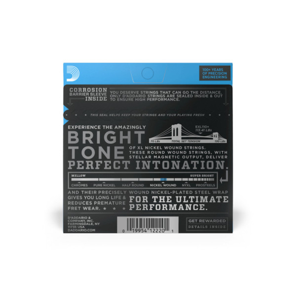 Струни для гітари D'Addario XL Nickel Wound Regular Light Plus (10.5-48) (EXL110+)