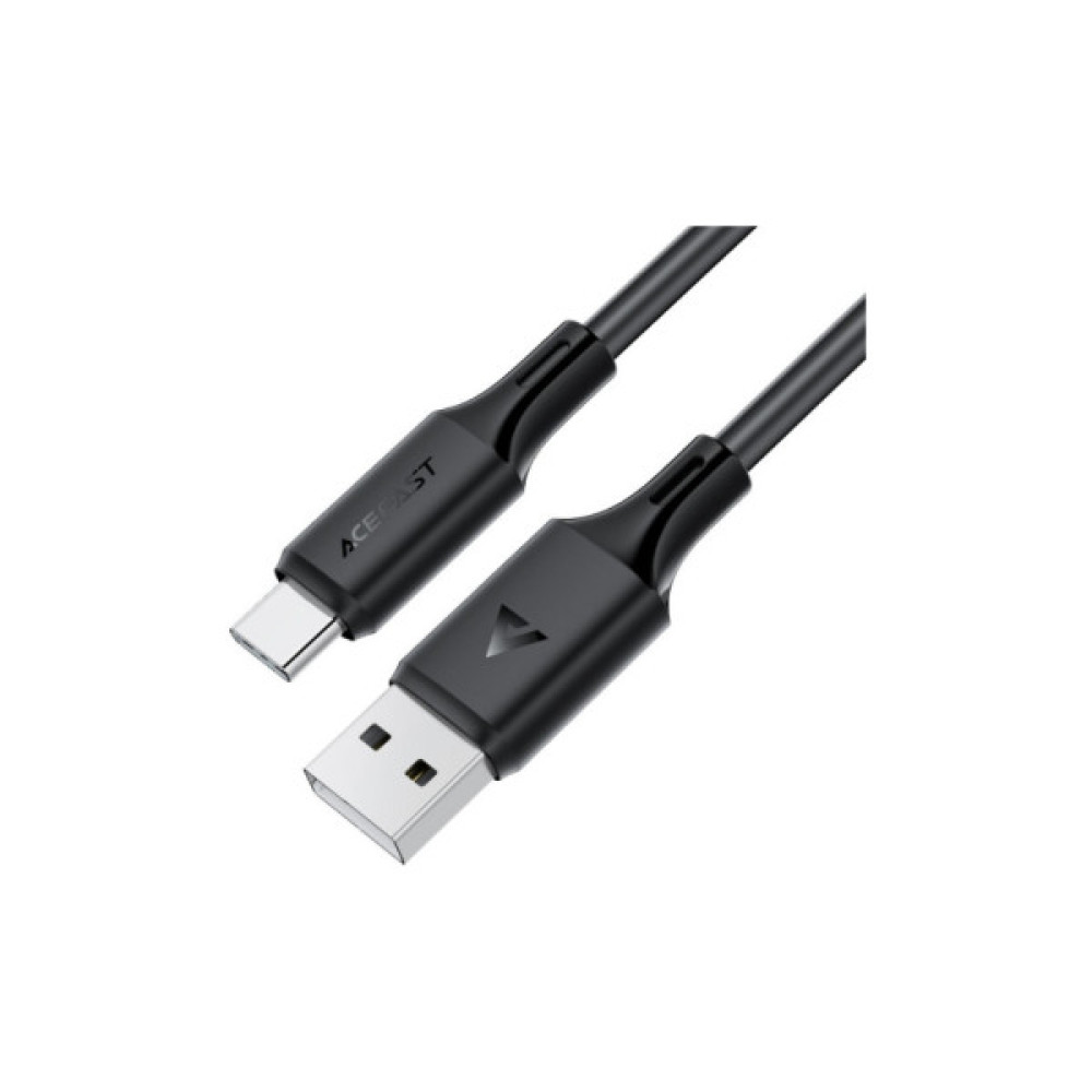 Дата кабель USB 2.0 AM to USB-C 1.2m 3A 60W silicone black Acefast (6974316284178)