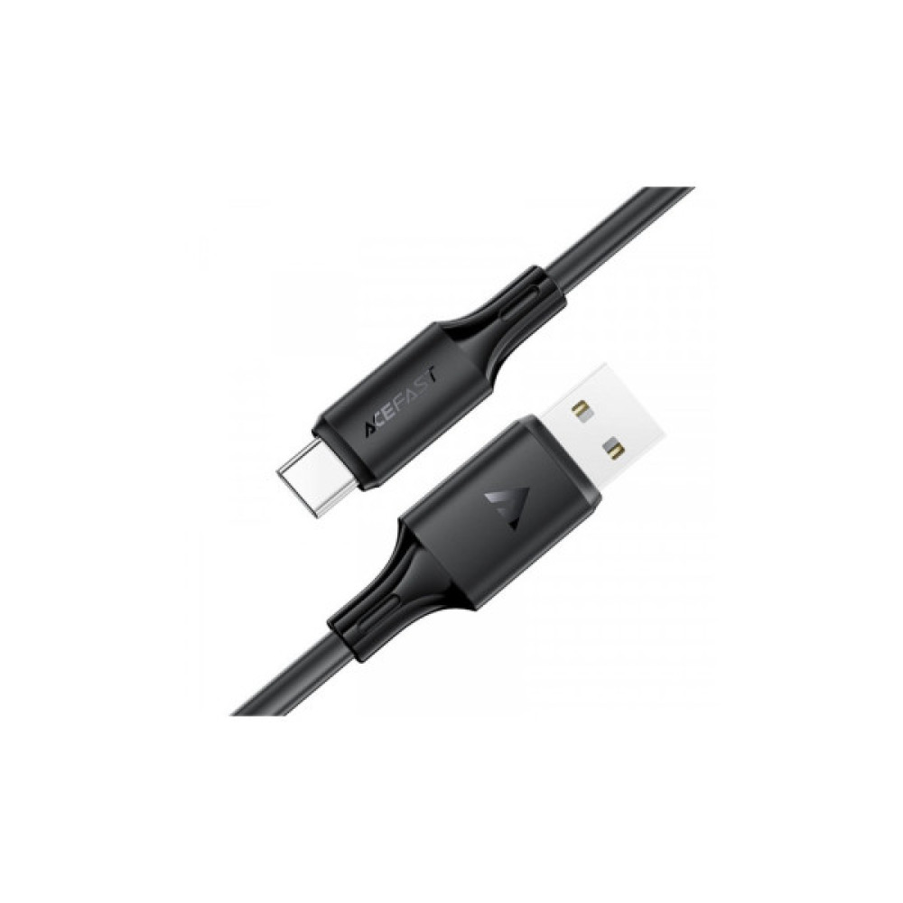 Дата кабель USB 2.0 AM to USB-C 1.2m 3A 60W silicone black Acefast (6974316284178)