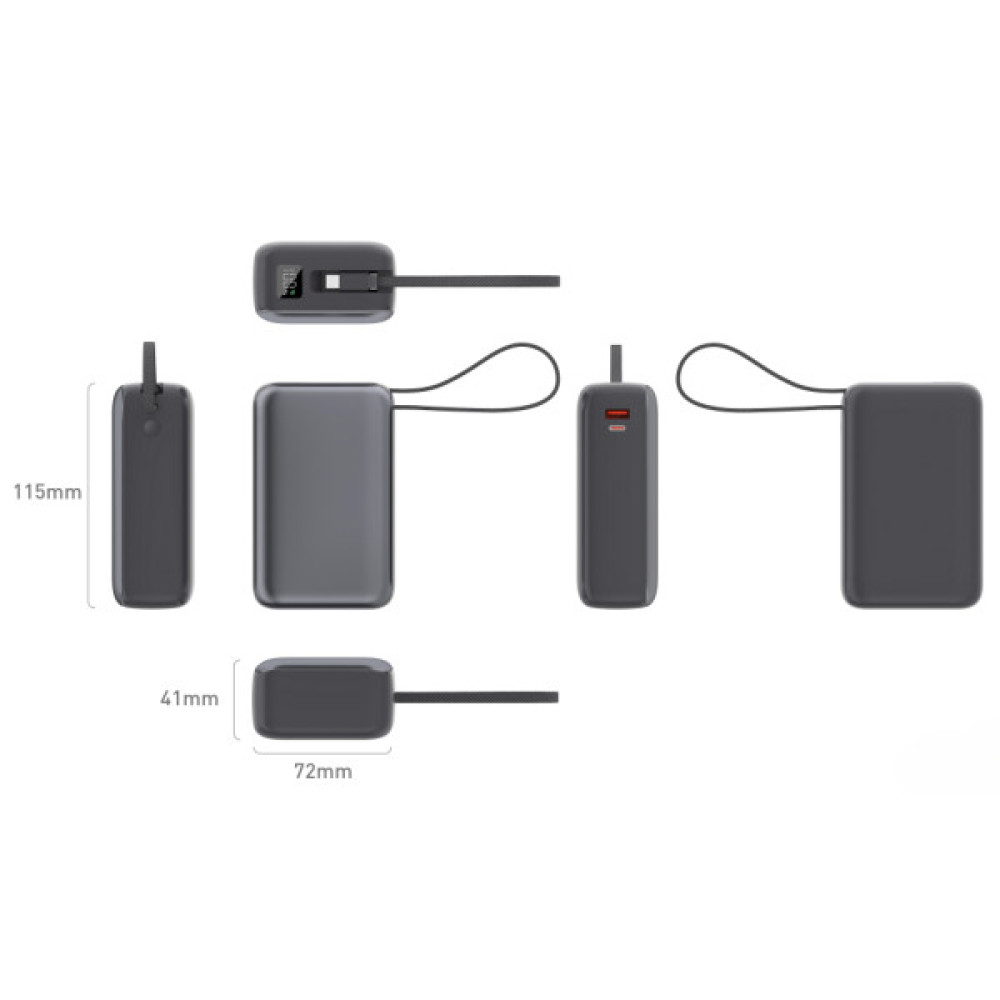 Батарея універсальна Vinga 30000 mAh 65W Display Cable (VPBB3065C)