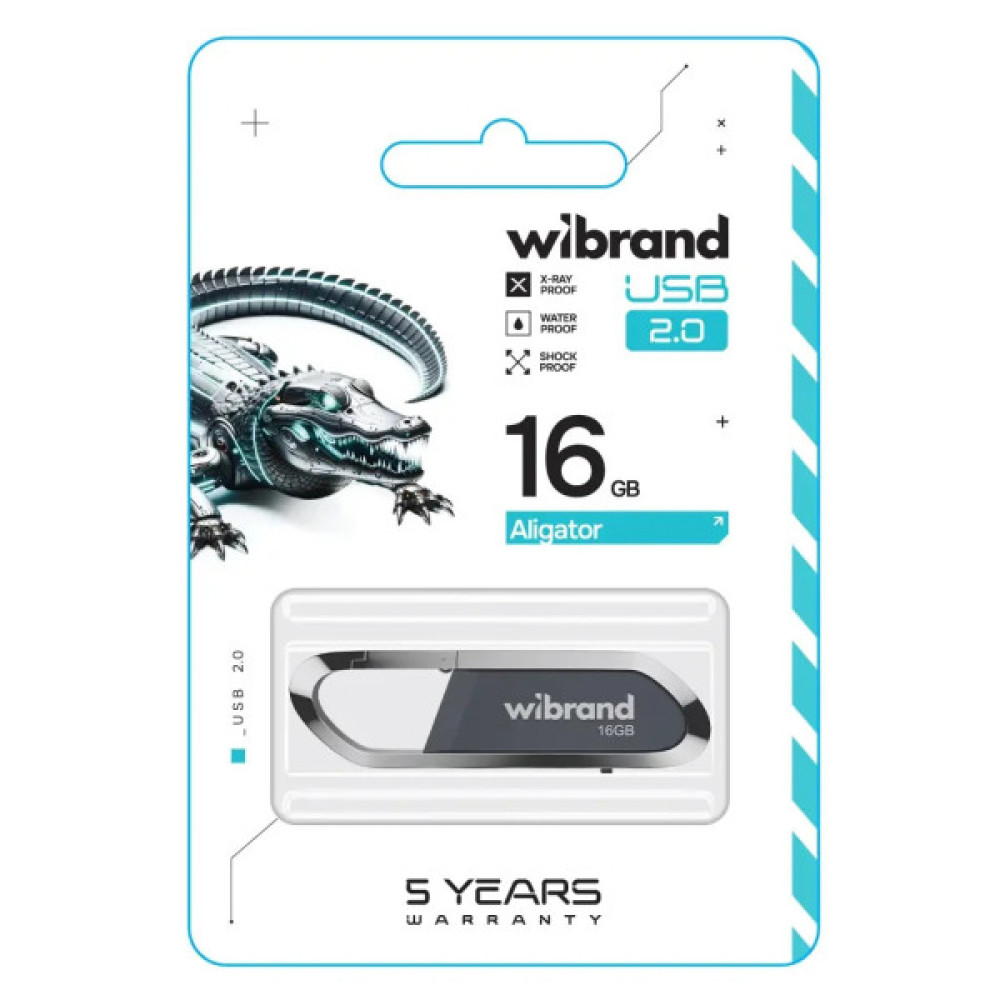USB флеш накопичувач Wibrand 16GB Aligator Grey USB 2.0 (WI2.0/AL16U7G)