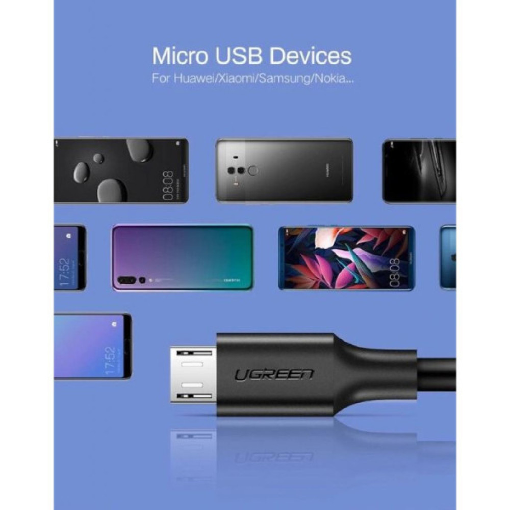 Дата кабель USB 2.0 AM to Micro 5P 1.0m US289 Black Ugreen (60136)