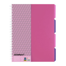 Блокнот Optima A4 Adamant пластикова обкладинка, з розділювачами та перфорацією, 120 аркушів, клітинка рожевий (O20843-09)