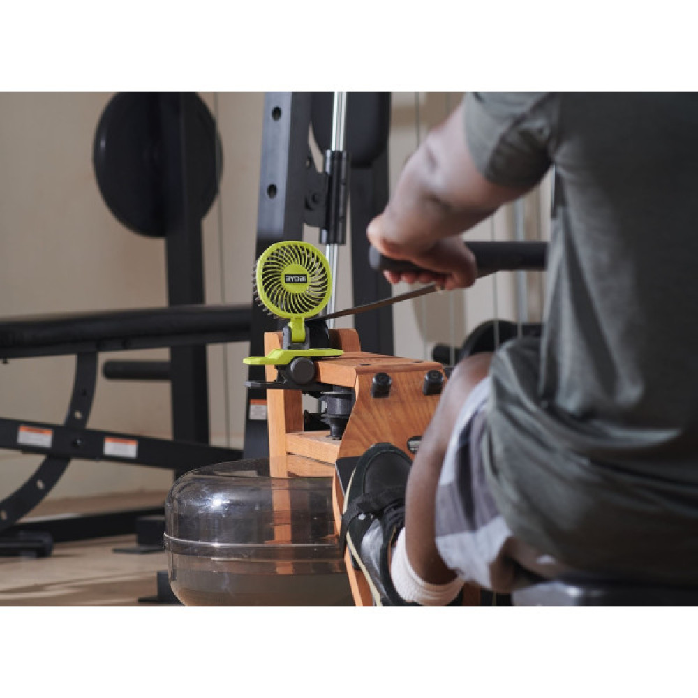 Вентилятор акумуляторний кліпса Ryobi USB Lithium RCF4-0 4В 3800об/хв обертання 325° поворот 180° 2 швидкості 0.29кг без АКБ та ЗП