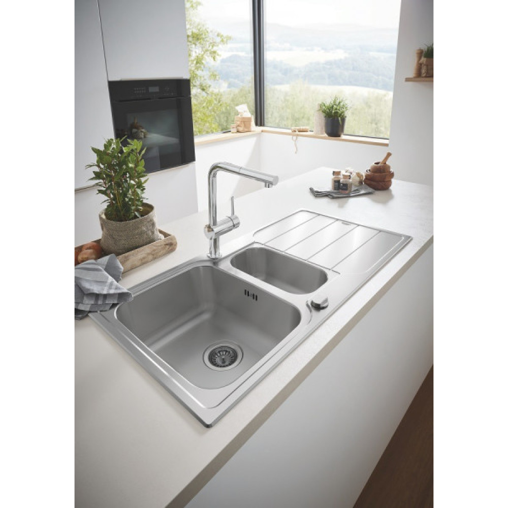 Мийка кухонна Grohe K500, нерж.сталь, прямокут., з крилом, 1000x500x200мм, чаша - 2, врізна, нержавіюча сталь
