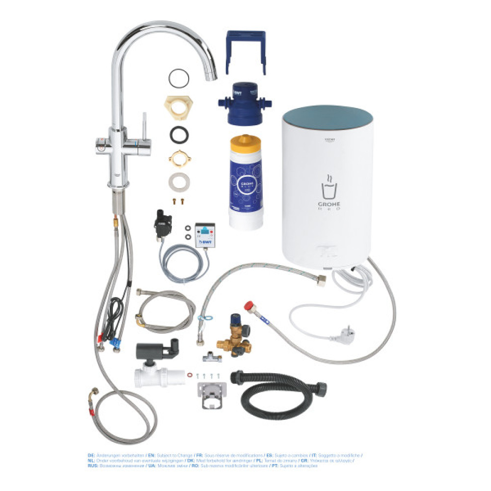 Комплект змішувача для кухні GROHE Red Duo і бойлерна система M розміру