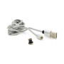 Дата кабель USB 2.0 to Lightning 2.0m 2A magnetic nylon silver PiPo (18169)
