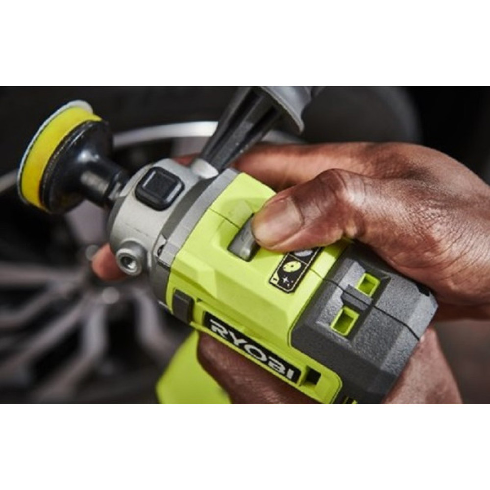 Шліфмашина полірувально-шліфувальна акумуляторна Ryobi ONE+ RDP18-0 18В 76мм 7800об/хв шпиндель М8 2 режими роботи набір аксесуарів 1.3кг без АКБ та ЗП