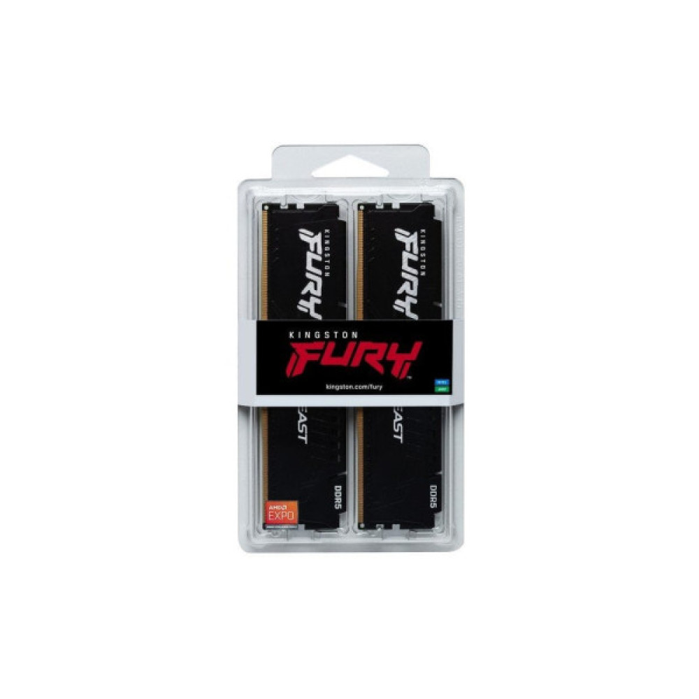 Модуль пам'яті для комп'ютера DDR5 32GB (2x16GB) 5600 MHz Beast AM5 Black Kingston Fury (ex.HyperX) (KF556C36BBEK2-32)