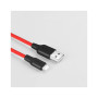 Дата кабель USB 2.0 AM to Lightning 1.0m 2A silicone X21 black+red HOCO (6957531071372)