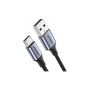 Дата кабель USB 2.0 AM to USB-C 0.25m 3A aluminum braid nickel plating black Ugreen (60124)