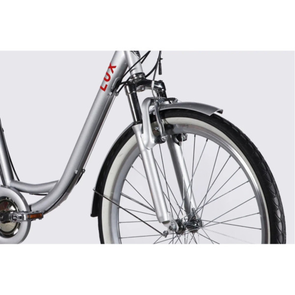 Електровелосипед Dorozhnik 26" eLUX Vbr FR рама-17" 36B 13А*г 500Вт 2026 срiблястий (ELB-D-26-297)