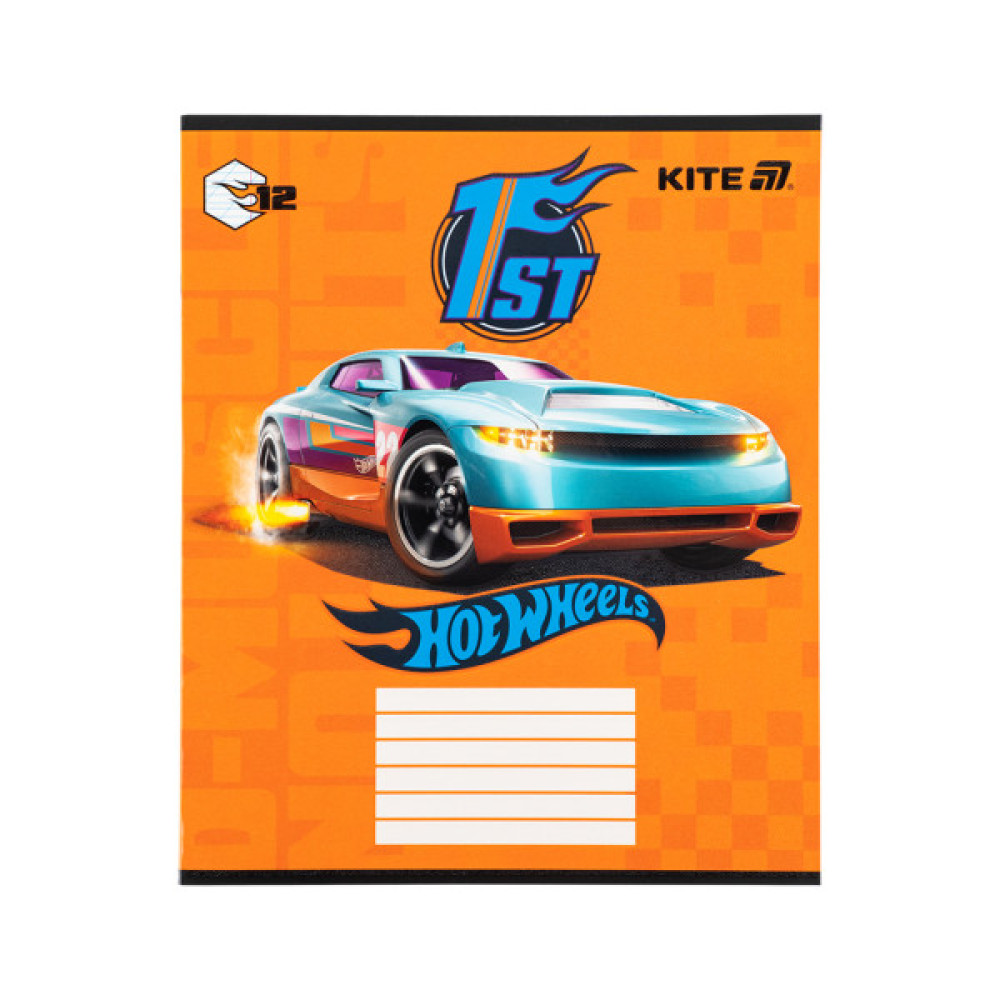 Зошит Kite Hot Wheels, 12 аркушів, коса лінія (HW25-235)