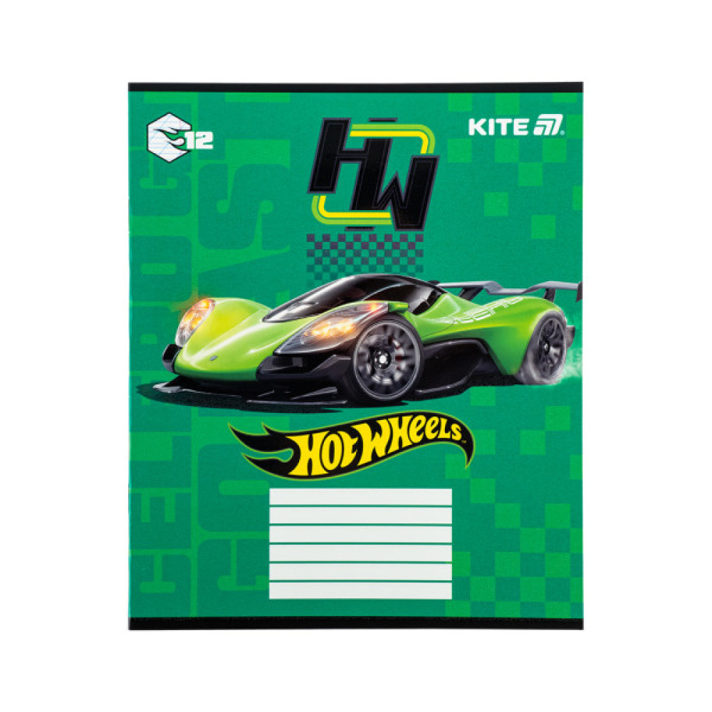 Зошит Kite Hot Wheels, 12 аркушів, коса лінія (HW25-235)