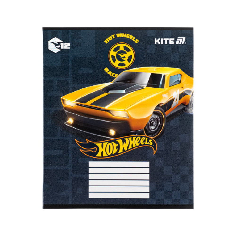 Зошит Kite Hot Wheels, 12 аркушів, коса лінія (HW25-235)