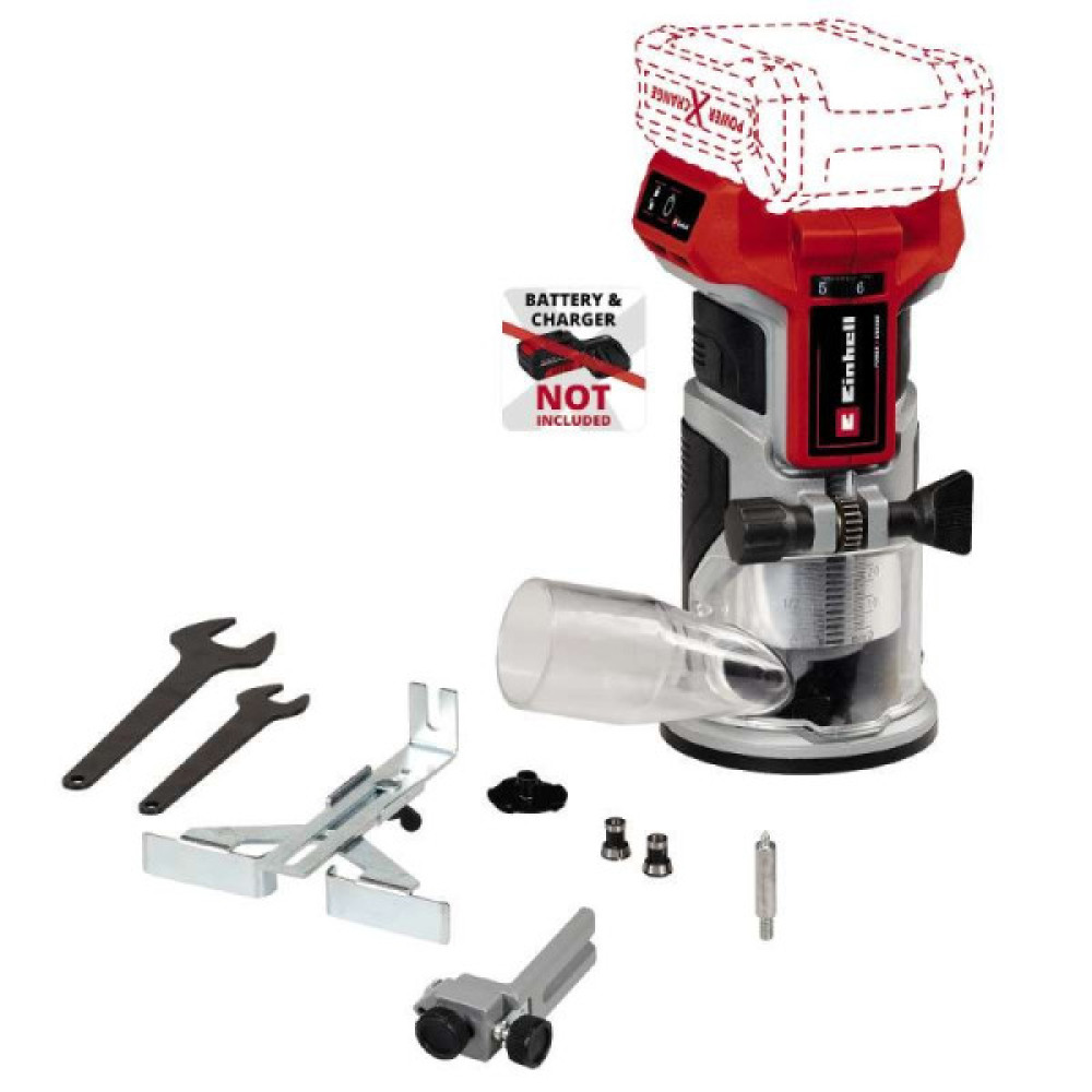 Фрезер кромковий акумуляторний Einhell Professional TP-ET 18LI BL - Solo 18В цанга 6 та 8мм 10000-30000об/хв 1.34кг без АКБ та ЗП