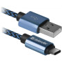 Дата кабель USB 2.0 AM to USB-C 1.0m PRO blue Defender (87817) Дата кабель USB 2.0 AM to USB-C 1.0m PRO blue Defender (87817)