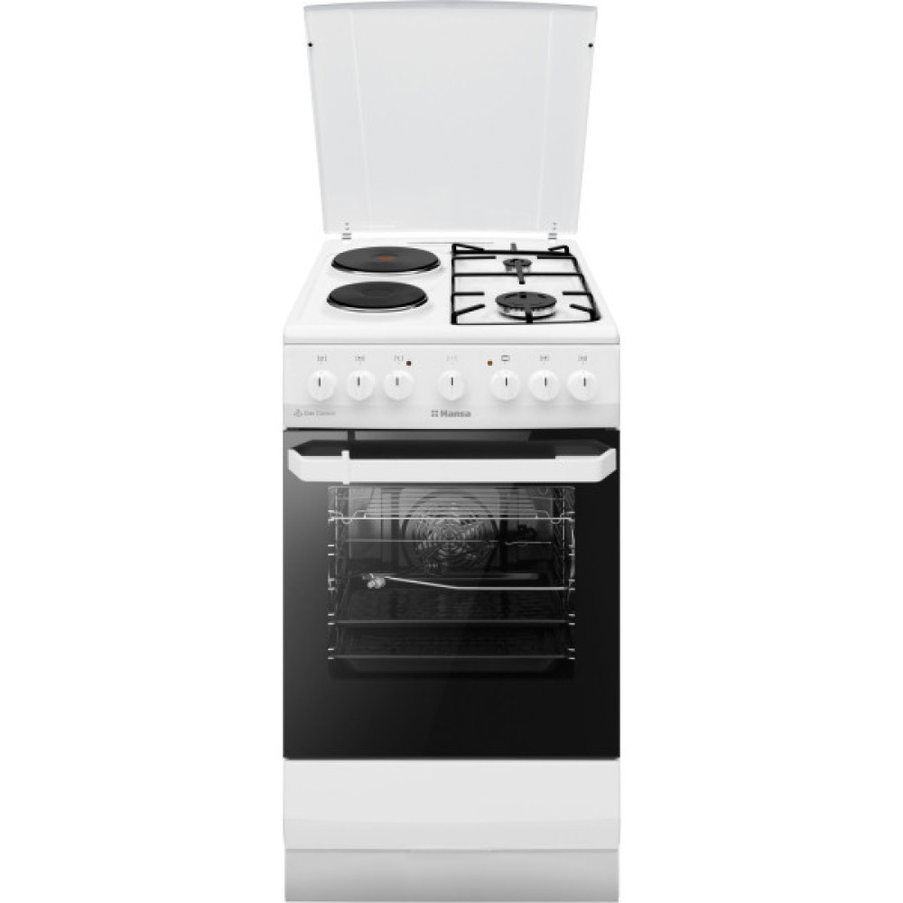 Плита Hansa з комбі. вар. поверхнею, 50х60см, 65л, емаль, газ контр., білий