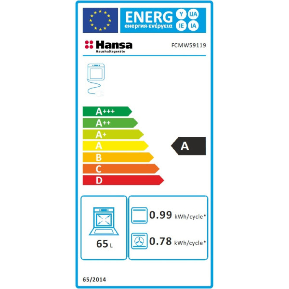 Плита Hansa з комбі. вар. поверхнею, 50х60см, 65л, емаль, газ контр., білий