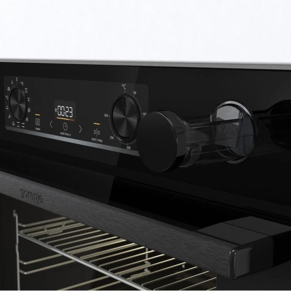 Духова шафа Gorenje електрична, 77л, A+, пара, дисплей, чорний