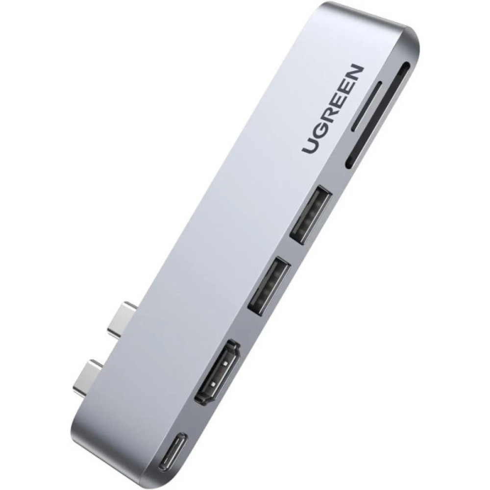 Концентратор Ugreen 2xUSB-C to HDMI + 2xUSB 3.0 + SD/TF + USB-C CM380 gray (80856)