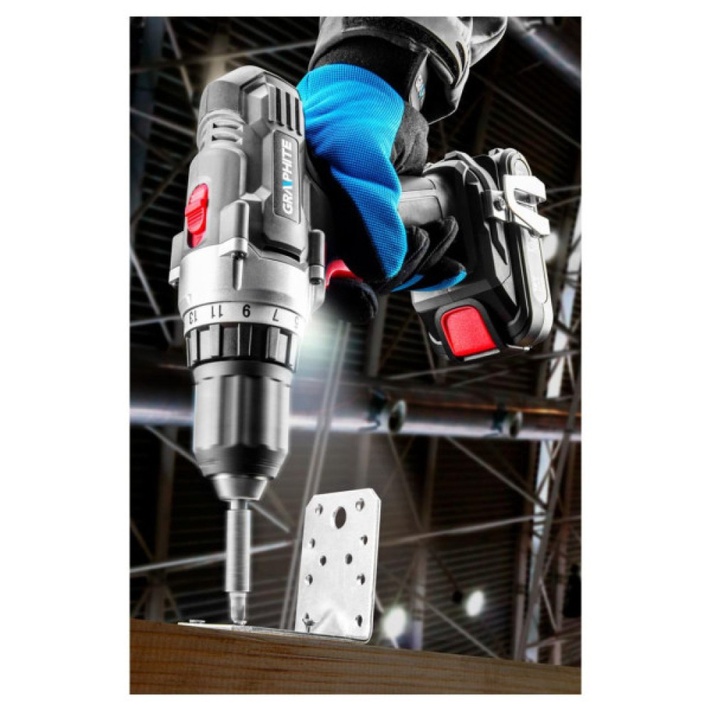 Шурупокрут-дриль GRAPHITE Energy + 18В 28·44Нм 0-350·1250об/хв 1.1кг без АКБ та ЗП