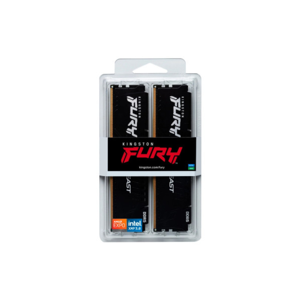 Модуль пам'яті для комп'ютера DDR5 128GB (2x64GB) 5600 MHz Beast Black Kingston Fury (ex.HyperX) (KF556C40BBK2-128)