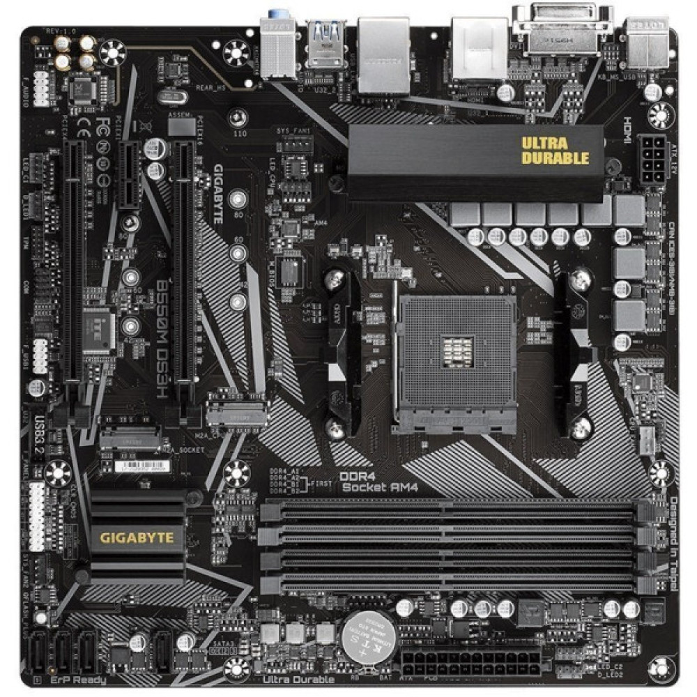 Материнська плата GIGABYTE B550M DS3H sAM4 B550 4xDDR4 M.2 HDMI DVI mATX