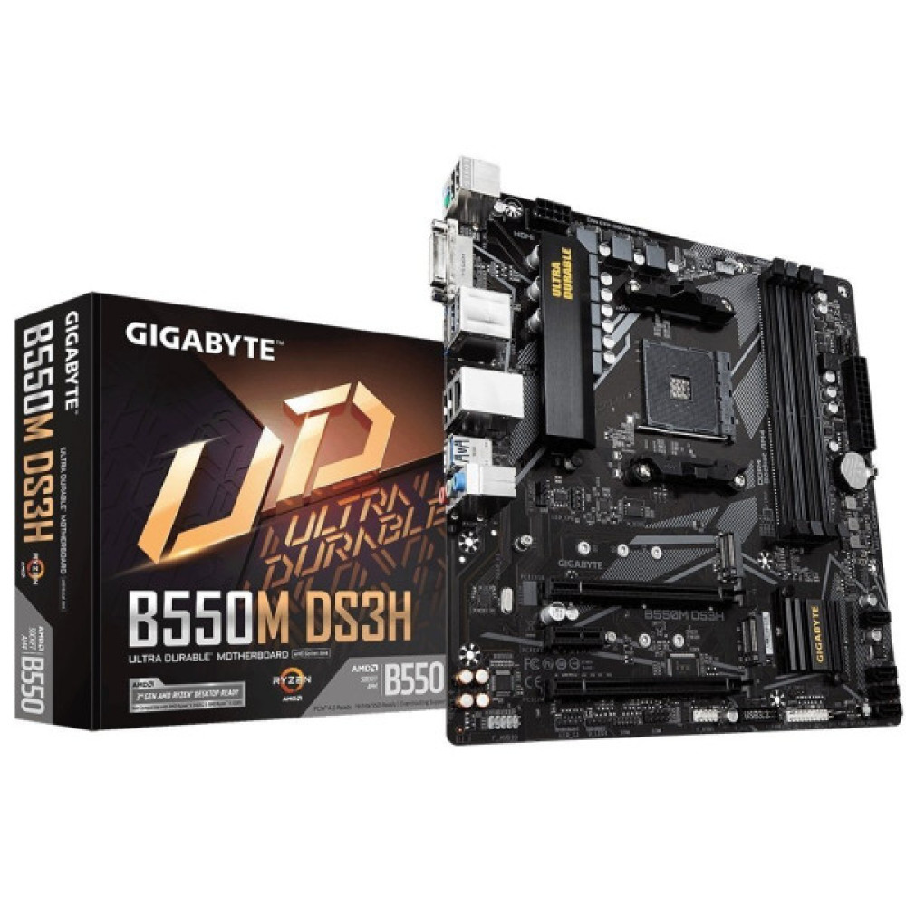 Материнська плата GIGABYTE B550M DS3H sAM4 B550 4xDDR4 M.2 HDMI DVI mATX