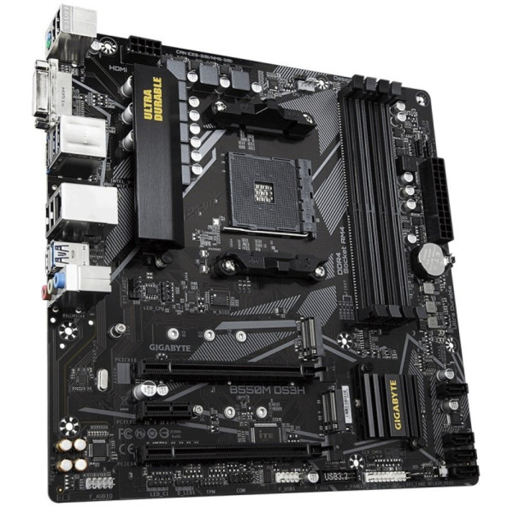 Материнська плата GIGABYTE B550M DS3H sAM4 B550 4xDDR4 M.2 HDMI DVI mATX