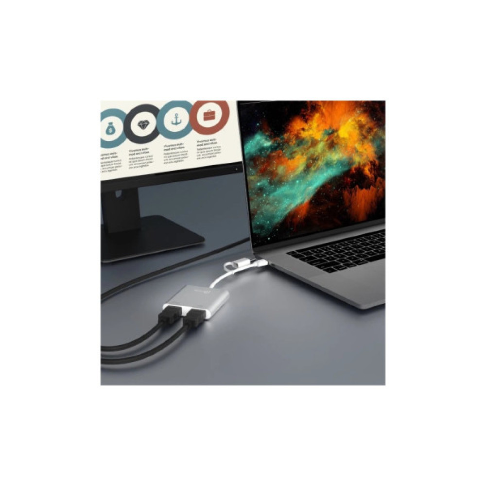 Адаптер USB-C/A to 2xHDMI F dual display J5create (JCA365-N)