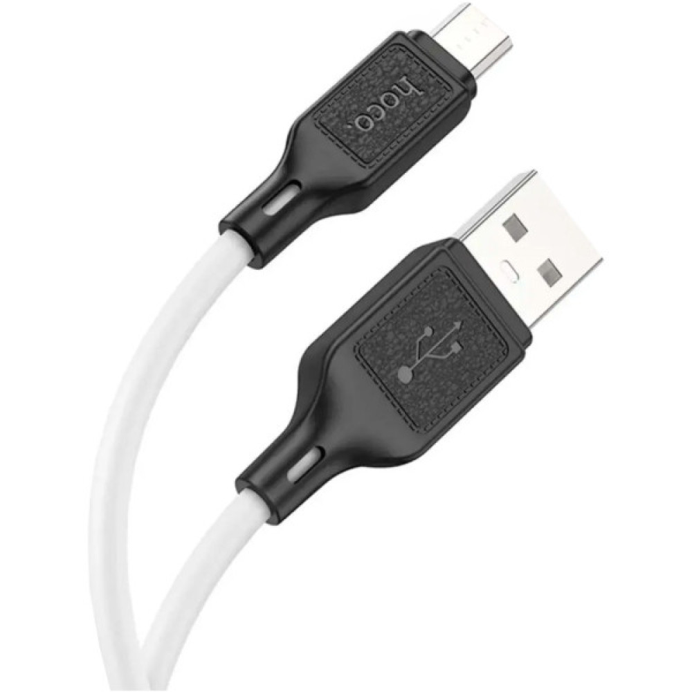 Дата кабель USB 2.0 AM to Micro 5P 1.0m Cool silicone X90 white HOCO (6931474788436)