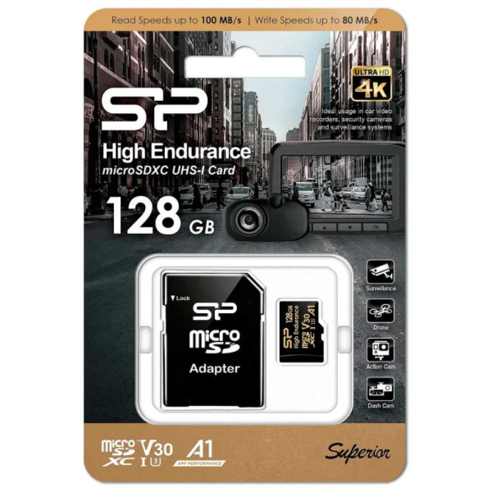 Карта пам'яті Silicon Power 128GB microSDXC class 10 UHS-I U3 V30 A1 High Endurance (SP128GBSTXDV3V1HSP)