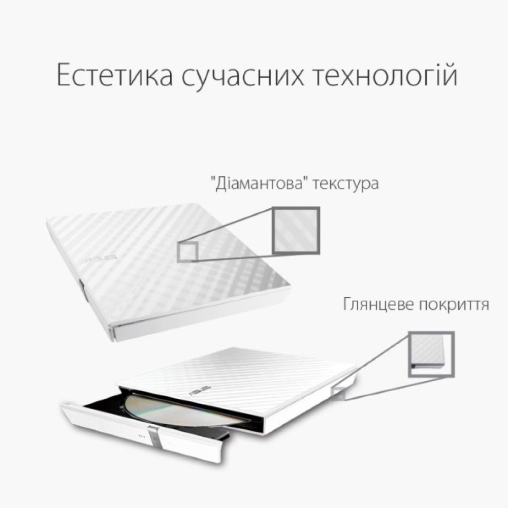 Оптичний привід DVD-RW ASUS SDRW-08D2S-U LITE/WHT/G/AS (90-DQ0436-UA221KZ)